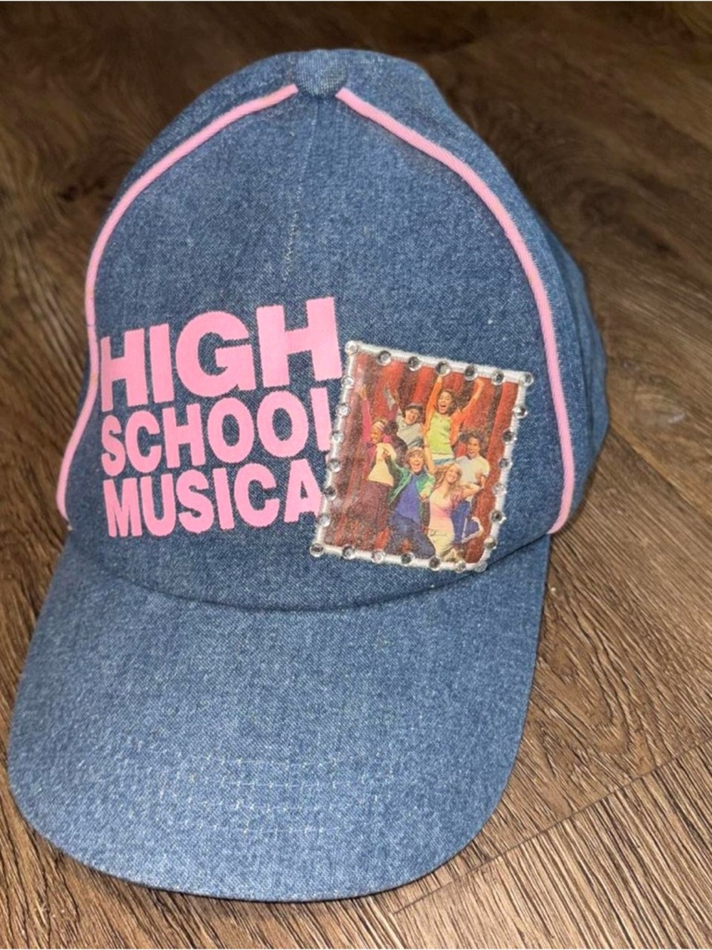 Y2K High School Musical navy denim baseball cap with sequins